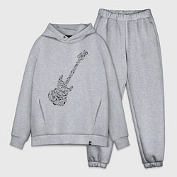 Мужской костюм оверсайз Гитара из нот, цвет: меланж