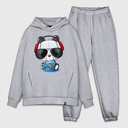 Мужской костюм оверсайз Прикольный маленький панда в очках с магнитолой