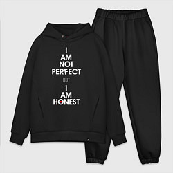 Мужской костюм оверсайз I am not perfect, I am honest, цвет: черный