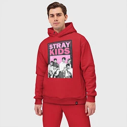 Мужской костюм оверсайз Stray Kids boy band, цвет: красный — фото 2