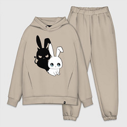 Мужской костюм оверсайз Милый кролик - ангелочек или дьяволёнок?, цвет: миндальный