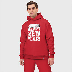 Мужской костюм оверсайз Happy new year - кошечка, цвет: красный — фото 2