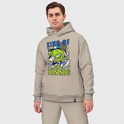 Мужской костюм оверсайз Король тенниса мяч с ракеткой, цвет: миндальный — фото 2