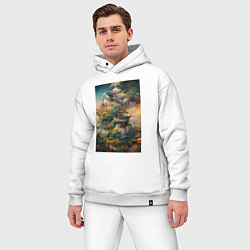 Мужской костюм оверсайз Фантастический пейзаж, цвет: белый — фото 2