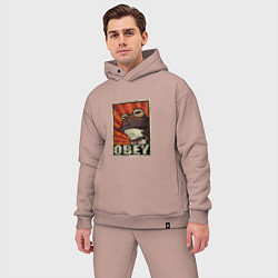 Мужской костюм оверсайз Obey frog, цвет: пыльно-розовый — фото 2