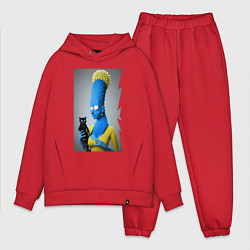 Мужской костюм оверсайз Marge Simpson and black cat - нейросеть - fantasy, цвет: красный