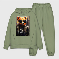 Мужской костюм оверсайз Медведь рокер, цвет: авокадо