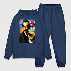 Мужской костюм оверсайз Salvador Dali and cat, цвет: тёмно-синий