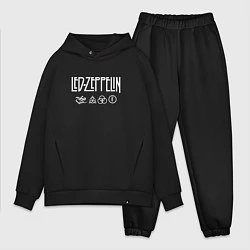 Мужской костюм оверсайз Led Zeppelin символы, цвет: черный