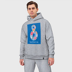 Мужской костюм оверсайз Цветочный дизайн для женского дня, цвет: меланж — фото 2