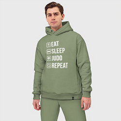 Мужской костюм оверсайз Еда сон дзюдо повторить, цвет: авокадо — фото 2
