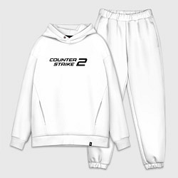 Мужской костюм оверсайз Counter strike 2 лого черный, цвет: белый