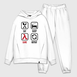 Мужской костюм оверсайз Eat - sleep - Half-Life - repeat, цвет: белый