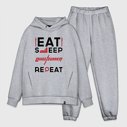 Мужской костюм оверсайз Надпись: eat sleep Ghostrunner repeat, цвет: меланж