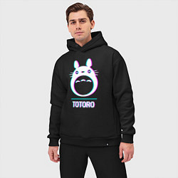 Мужской костюм оверсайз Символ Totoro в стиле glitch, цвет: черный — фото 2