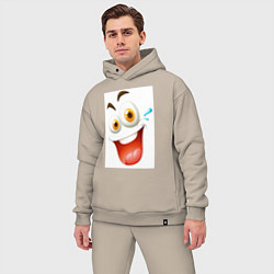 Мужской костюм оверсайз Счастливое выражение лица, цвет: миндальный — фото 2