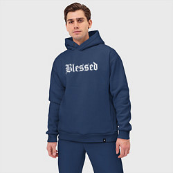 Мужской костюм оверсайз Blessed, цвет: тёмно-синий — фото 2