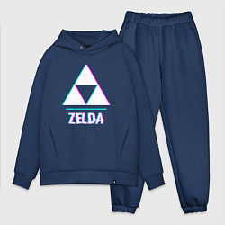 Мужской костюм оверсайз Zelda в стиле glitch и баги графики, цвет: тёмно-синий