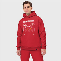 Мужской костюм оверсайз System of a Down rock cat, цвет: красный — фото 2