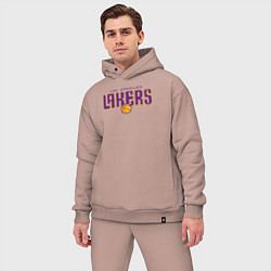 Мужской костюм оверсайз Team Lakers, цвет: пыльно-розовый — фото 2