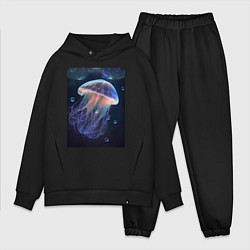 Мужской костюм оверсайз Космическая медуза - нейросеть, цвет: черный