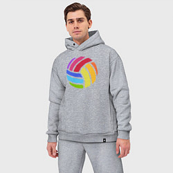 Мужской костюм оверсайз Rainbow volleyball, цвет: меланж — фото 2
