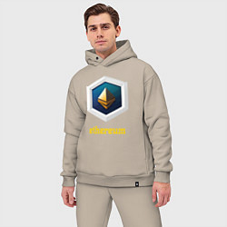 Мужской костюм оверсайз Логотип Ethereum, цвет: миндальный — фото 2
