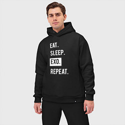 Мужской костюм оверсайз Eat Sleep EXO Repeat, цвет: черный — фото 2