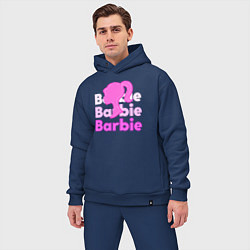 Мужской костюм оверсайз Логотип Барби объемный, цвет: тёмно-синий — фото 2