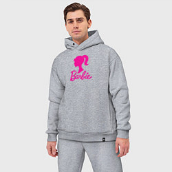 Мужской костюм оверсайз Розовый логотип Барби, цвет: меланж — фото 2
