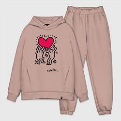 Мужской костюм оверсайз Человечки с сердцем - поп арт Кит Харинг