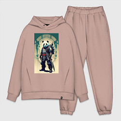 Мужской костюм оверсайз Панда - самурай - киберпанк, цвет: пыльно-розовый