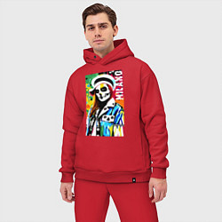 Мужской костюм оверсайз Skeleton fashionista - Milano - pop art, цвет: красный — фото 2