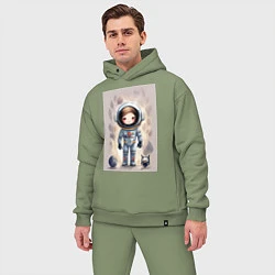 Мужской костюм оверсайз Милый маленький космонавт - нейросеть, цвет: авокадо — фото 2