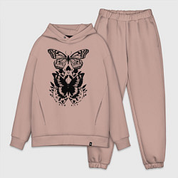 Мужской костюм оверсайз Две бабочки - татуировка, цвет: пыльно-розовый