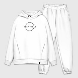 Мужской костюм оверсайз Starfield лого черный, цвет: белый