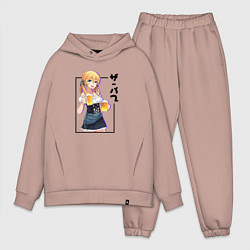 Мужской костюм оверсайз Аниме девушка - пивняшка, цвет: пыльно-розовый