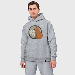 Мужской костюм оверсайз Год собаки на китайском, цвет: меланж — фото 2