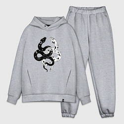 Мужской костюм оверсайз Змеи инь и янь - черное белое