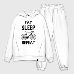 Мужской костюм оверсайз Eat sleep bike repeat, цвет: белый
