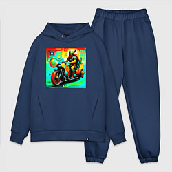 Мужской костюм оверсайз Викинг на мотоцикле, цвет: тёмно-синий