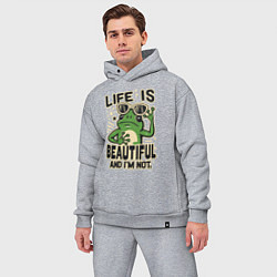 Мужской костюм оверсайз Жизнь прекрасна, а я нет, цвет: меланж — фото 2