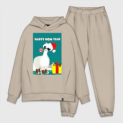 Мужской костюм оверсайз Лама - альпака Санта Клаус на коньках