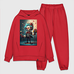 Мужской костюм оверсайз Страшный клоун с шарами и цветами праздник