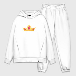 Мужской костюм оверсайз Золотая корона с драгоценными камнями, цвет: белый