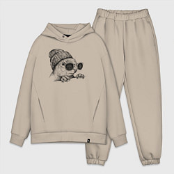 Мужской костюм оверсайз Белка на стиле, цвет: миндальный