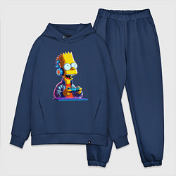 Мужской костюм оверсайз Bart is an avid gamer, цвет: тёмно-синий