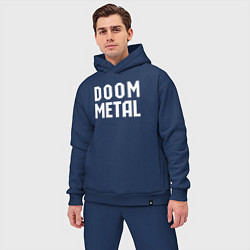Мужской костюм оверсайз Надпись Doom metal, цвет: тёмно-синий — фото 2
