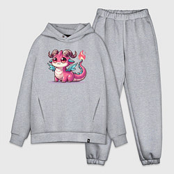 Мужской костюм оверсайз Милый розовый дракончик, цвет: меланж