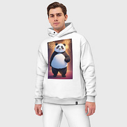 Мужской костюм оверсайз Панда в свитере под салютом - ai art, цвет: белый — фото 2